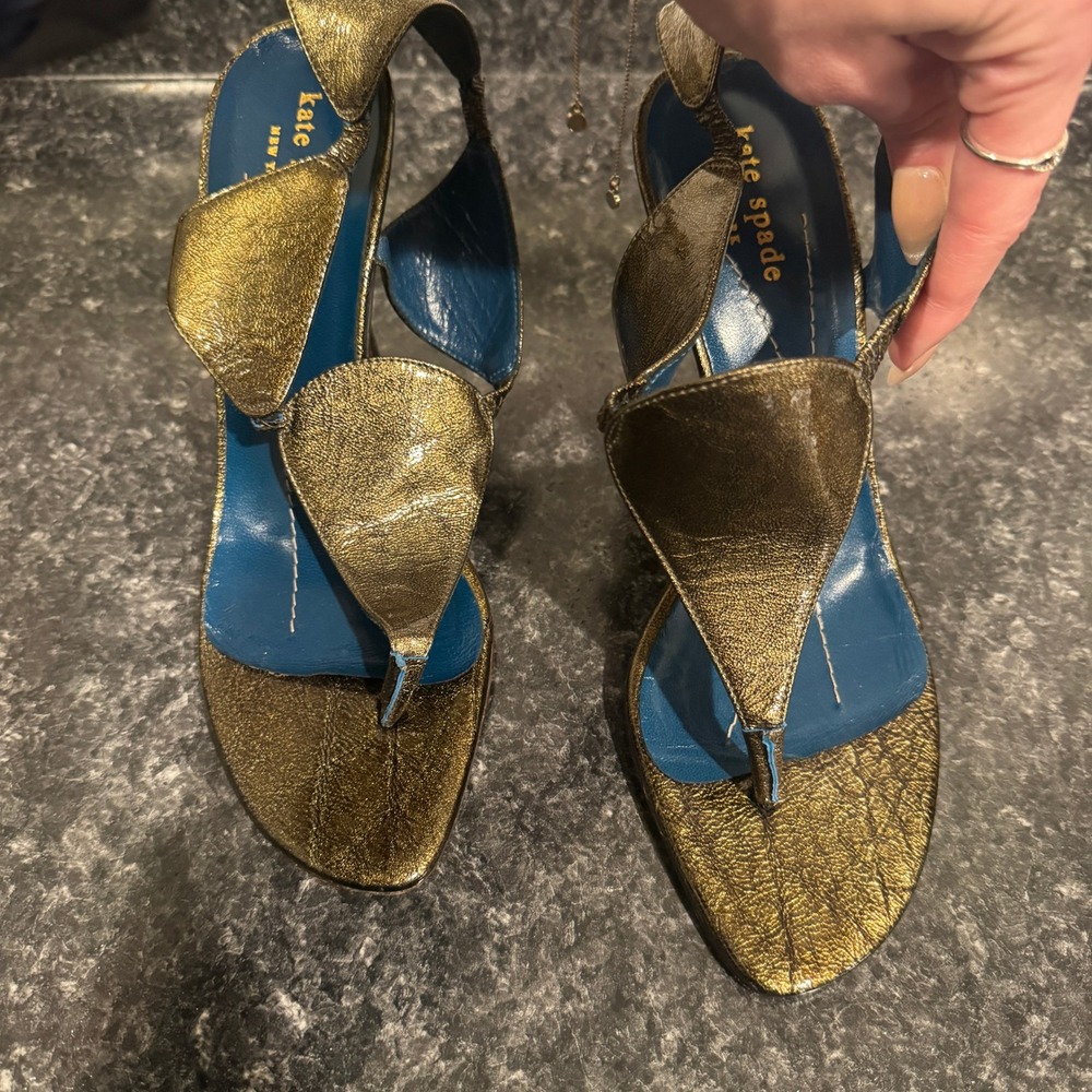 Vintage Kate Spade New York Green Metallic Patent Leather Made in Italy Pumps - Picture 2 of 10